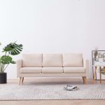 Canapea cu 3 locuri, crem, material textil GartenMobel Dekor