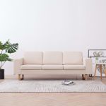 Canapea cu 3 locuri, crem, material textil GartenMobel Dekor