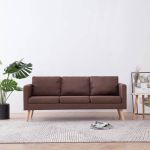 Canapea cu 3 locuri, maro, material textil GartenMobel Dekor