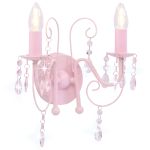 Lampă de perete cu mărgele, roz, 2 becuri x E14 GartenMobel Dekor