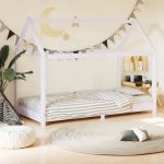Cadru pat de copii, alb, 70 x 140 cm, lemn masiv de pin GartenMobel Dekor