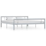 Cadru de pat, gri și alb, 180 x 200 cm, metal GartenMobel Dekor