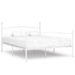 Cadru de pat cu bază din șipci, alb, 200 x 200 cm, metal GartenMobel Dekor