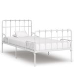 Cadru de pat cu bază din șipci, alb, 90 x 200 cm, metal GartenMobel Dekor