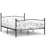 Cadru de pat cu bază din șipci, negru, 200 x 200 cm, metal GartenMobel Dekor