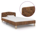 Cadru de pat, maro, 90x200 cm, piele întoarsă ecologică GartenMobel Dekor