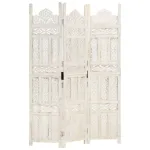 Paravan cameră sculptat manual 3 panouri alb 120x165 cm mango GartenMobel Dekor