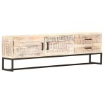 Comodă TV, 140 x 30 x 45 cm, alb, lemn masiv de acacia GartenMobel Dekor