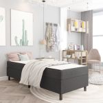 Cadru pat continental, gri, 100x200 cm, material textil GartenMobel Dekor