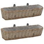 Jardinieră de balcon, 2 buc., 80 cm, răchită cu căptușeală PE GartenMobel Dekor