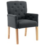 Scaun de bucătărie cu cotiere, gri, material textil GartenMobel Dekor
