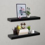 Rafturi de perete suspendate, 2 buc., negru, 40 x 20 x 3,8 cm GartenMobel Dekor