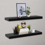 Rafturi de perete suspendate, 2 buc., negru, 80x20x3,8 cm GartenMobel Dekor