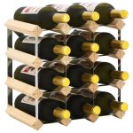 Suport sticle de vin pentru 12 sticle, lemn masiv de pin GartenMobel Dekor