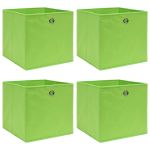 Cutii de depozitare, 4 buc., verde, 32x32x32 cm, textil GartenMobel Dekor