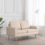 Canapea cu 2 locuri, crem, material textil GartenMobel Dekor