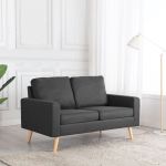Canapea cu 2 locuri, gri închis, material textil GartenMobel Dekor