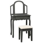 Masă toaletă cu taburet, gri, 65x36x128 cm, lemn paulownia, MDF GartenMobel Dekor