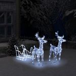 Decorațiune de Crăciun cu reni și sanie 160 LED-uri 130cm acril GartenMobel Dekor