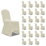 Huse elastice pentru scaun, 24 buc., crem GartenMobel Dekor