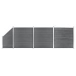 Set panouri gard, 3 pătrate + 1 oblic, gri, 619x186 cm, WPC GartenMobel Dekor