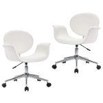 Scaune de bucătărie pivotante, 2 buc., alb, piele artificială GartenMobel Dekor