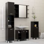 Set mobilier de baie, 4 piese, negru, lemn prelucrat GartenMobel Dekor