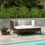 Set mobilier de grădină cu perne, 4 piese, maro, poliratan GartenMobel Dekor
