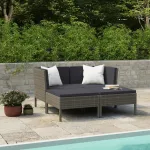 Set mobilier de grădină cu perne, 4 piese, poliratan, gri GartenMobel Dekor