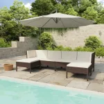 Set mobilier de grădină cu perne, 6 piese, maro, poliratan GartenMobel Dekor