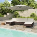 Set mobilier de grădină cu perne, 6 piese, maro, poliratan GartenMobel Dekor