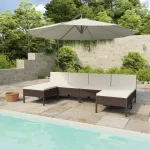 Set mobilier de grădină cu perne, 6 piese, maro, poliratan GartenMobel Dekor