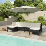 Set mobilier de grădină cu perne, 6 piese, negru, poliratan GartenMobel Dekor