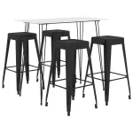 Set mobilier de bar, 5 piese, alb și negru GartenMobel Dekor