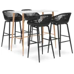 Set mobilier de bar, 5 piese, alb și negru GartenMobel Dekor