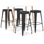 Set mobilier de bar, 5 piese, alb și negru GartenMobel Dekor
