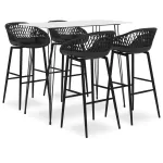Set mobilier de bar, 5 piese, alb și negru GartenMobel Dekor