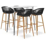 Set mobilier de bar, 5 piese, alb și negru GartenMobel Dekor