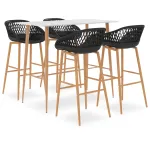 Set mobilier de bar, 5 piese, alb și negru GartenMobel Dekor