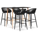 Set mobilier de bar, 5 piese, negru GartenMobel Dekor