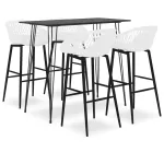 Set mobilier de bar, 5 piese, negru și alb GartenMobel Dekor