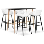 Set mobilier de bar, 5 piese, negru și alb GartenMobel Dekor