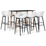 Set mobilier de bar, 7 piese, negru și alb GartenMobel Dekor