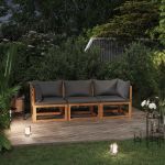 Canapea de grădină 3 locuri cu perne, lemn masiv acacia GartenMobel Dekor