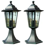 Lămpi de grădină, 2 buc., verde închis/negru, aluminiu GartenMobel Dekor