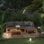 Set mobilier de grădină cu perne, 5 piese, lemn masiv acacia GartenMobel Dekor