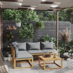 Set mobilier de grădină cu perne, 5 piese, lemn masiv acacia GartenMobel Dekor