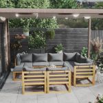 Set mobilier grădină cu perne, 10 piese, lemn masiv de acacia GartenMobel Dekor