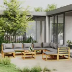 Set mobilier grădină cu perne, 11 piese, lemn masiv de acacia GartenMobel Dekor