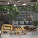 Set mobilier grădină cu perne, 6 piese, lemn masiv acacia GartenMobel Dekor